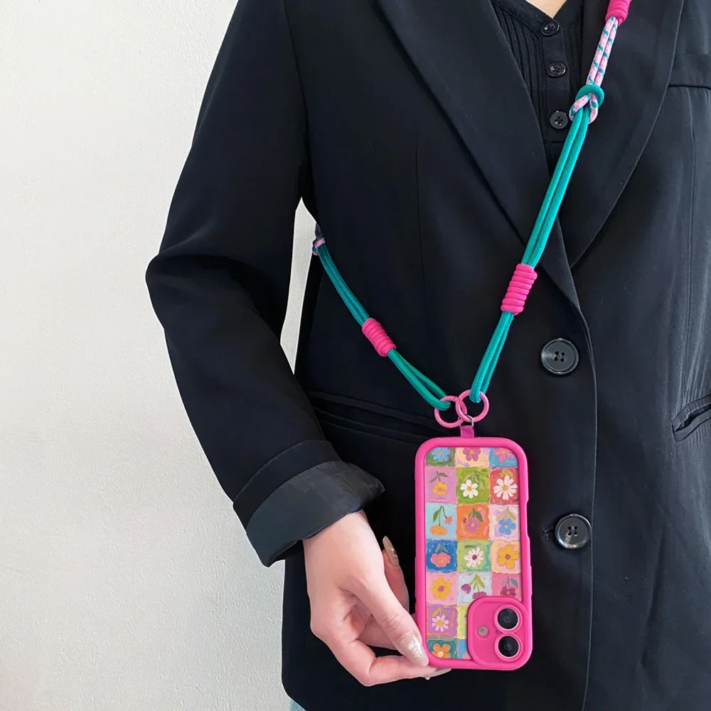 Cxd5Custodia per telefono con cordino a tracollaPerXiaomi Poco X6 F6 M6 F7 X7 M7 F5 X5 X3 M3 Pro C55 C50 C51 C65 C75 C71 Copertura per catena da polso fiore