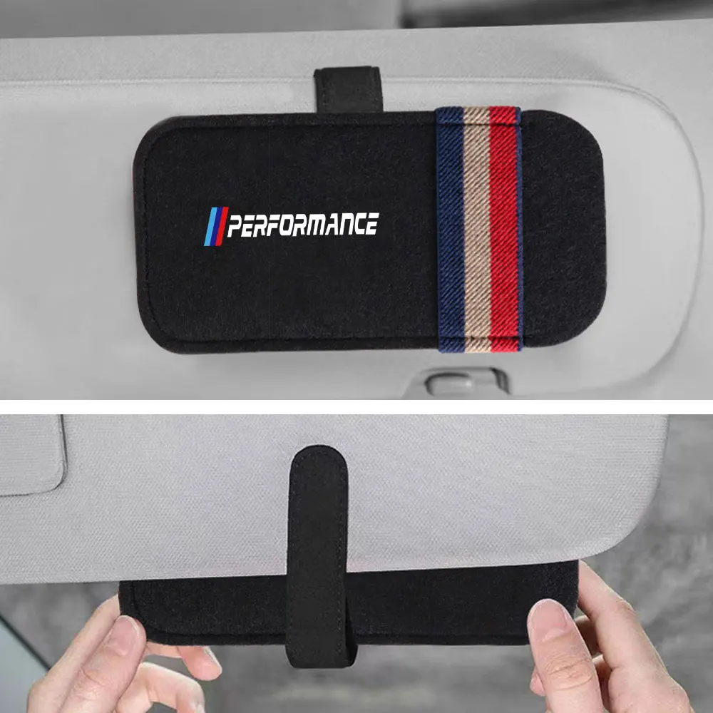 Car Sun Visor Eyeglasses Storage Bag Organize Glasses Clips For Bmw M Performance E90 F10 E60 X3 F25 E46 X5 F30 X7 E53 E91 E30