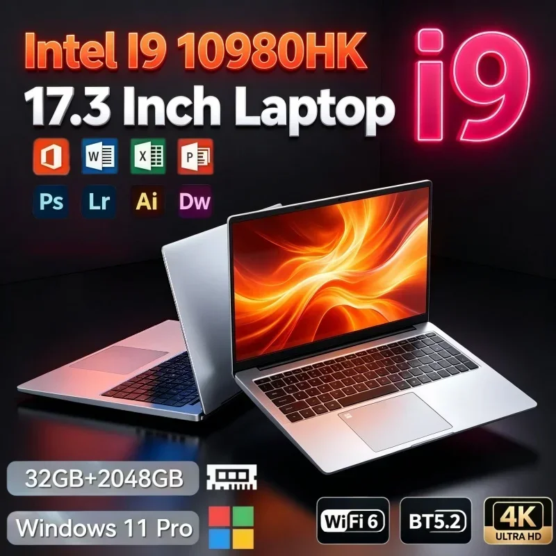 17.3‑Inch Full‑Size Display Office Notebook Intel Core I9‑10980HK 32GB RAM 2TB SSD Windows 11 Fingerprint Unlock Portable Laptop