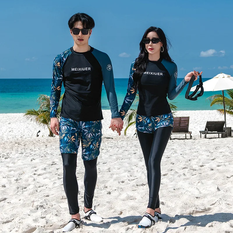 

Women's/Men's 3-5 pieces Long Sleeves Rash Guards Athletic Swim Shirt with Boyshorts Leggings Tight Fit Tankini Swimsuit Sunsuit