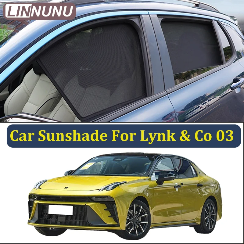 

LINNUNU Car Side Window Sunshade For Lynk & Co 03 Magnetic Suction Mesh Curtain UV Protection Heat Insulation Privacy Accessory