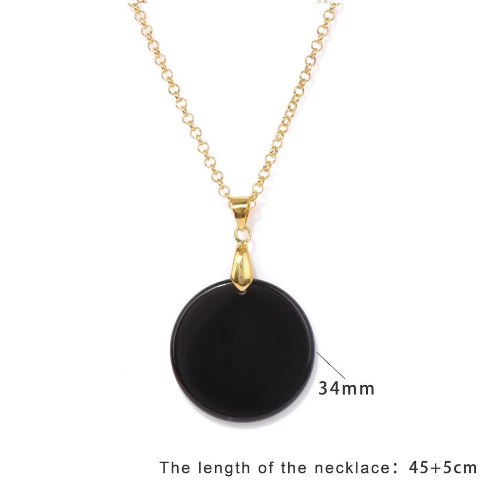 Round Slice Stone Necklace For Women Natural Tiger Eye Stone Lapis Lazuli Pendent Choker Chain Necklace Men Jewelry Party Gift