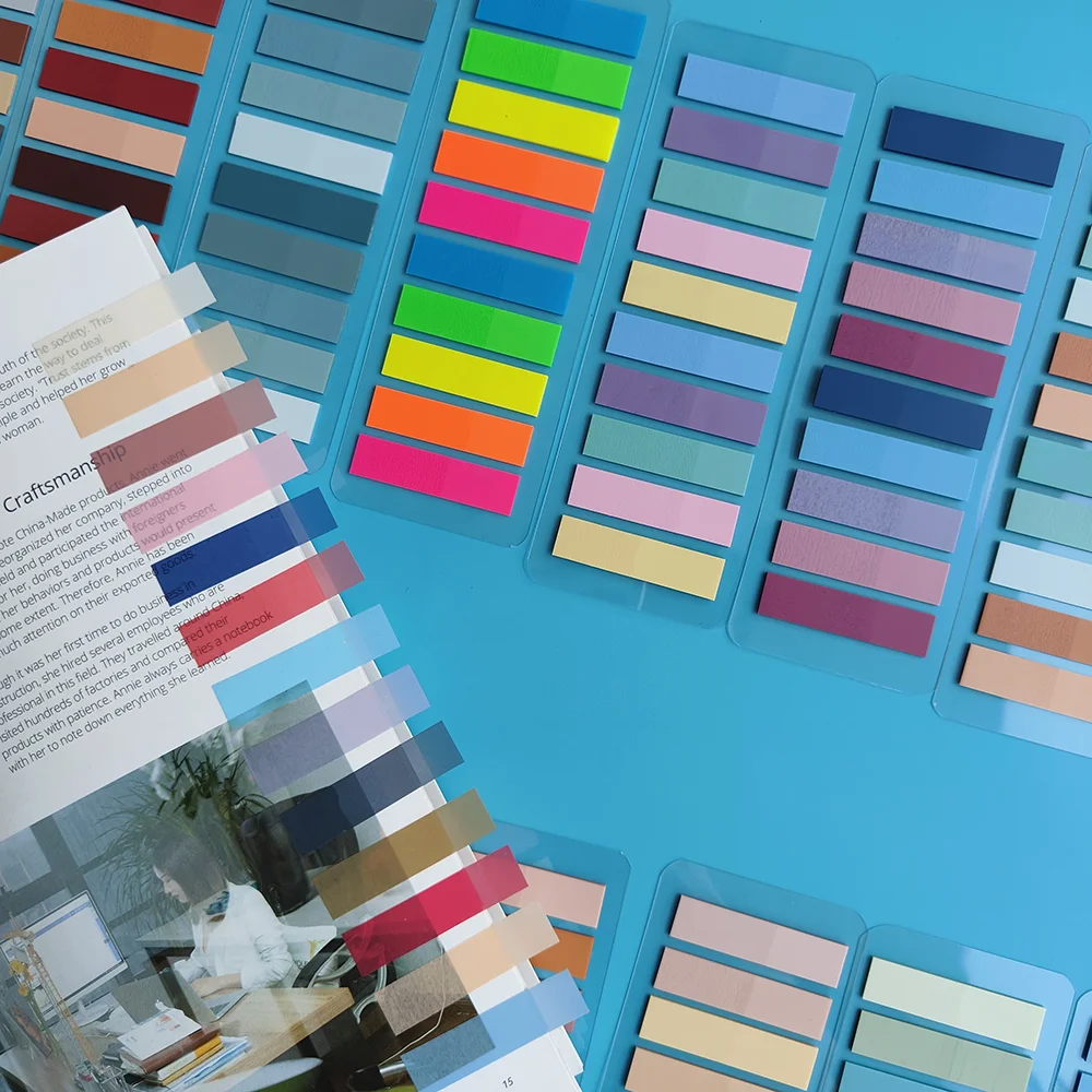 200 Sheets Random Colors of European Retro Colors,Fluorescent Colors,And American Retro Colors,PET Transparent Sticky Notes