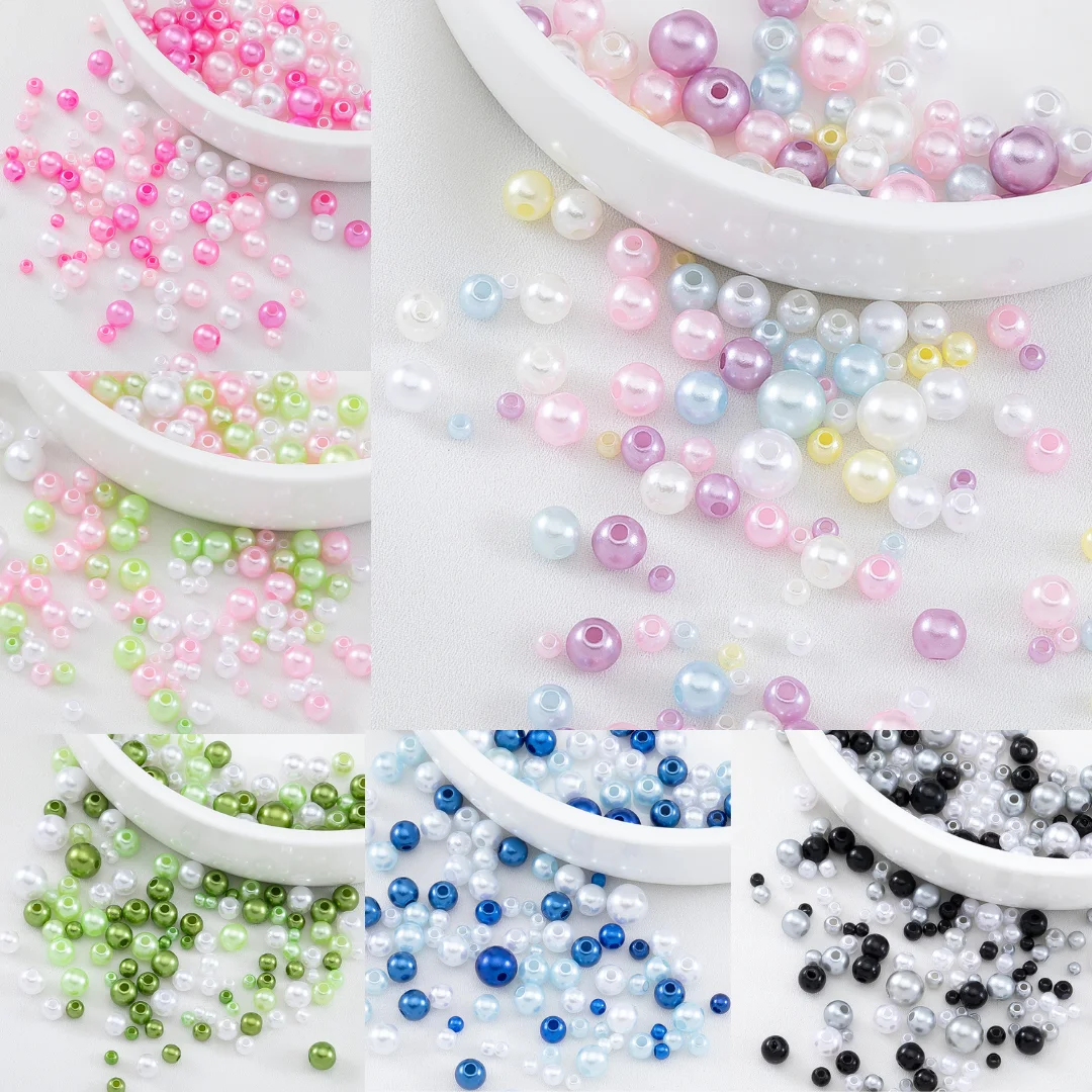 150pcs Mix 3-8mm Colorful Pearls Beads Imitation Plastic Beads for DIY Beacelet Necklace Keychain Jewelry Making Accessories