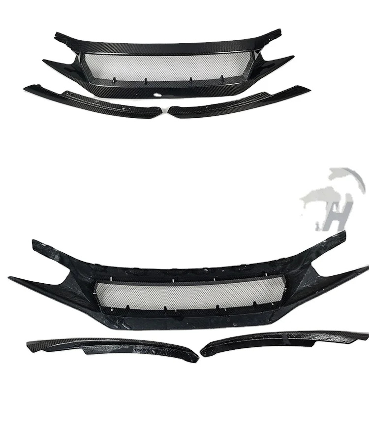 

For Honda Civic Front Center Mesh Grille Grill Trim Black 2016 2017-2021 10th