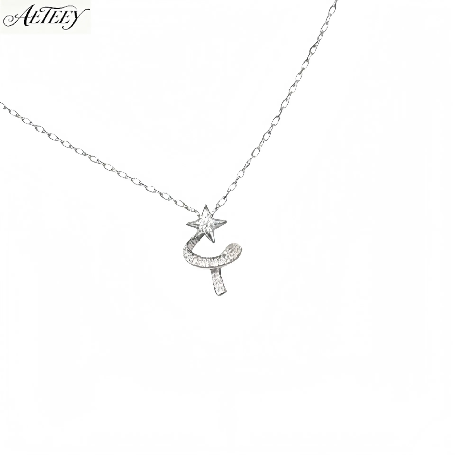 AETEEY S925 Sterling Silver Star Diamond Christmas Tree Necklace Delicate Niche Winter Women Sweater Chain Jewelry