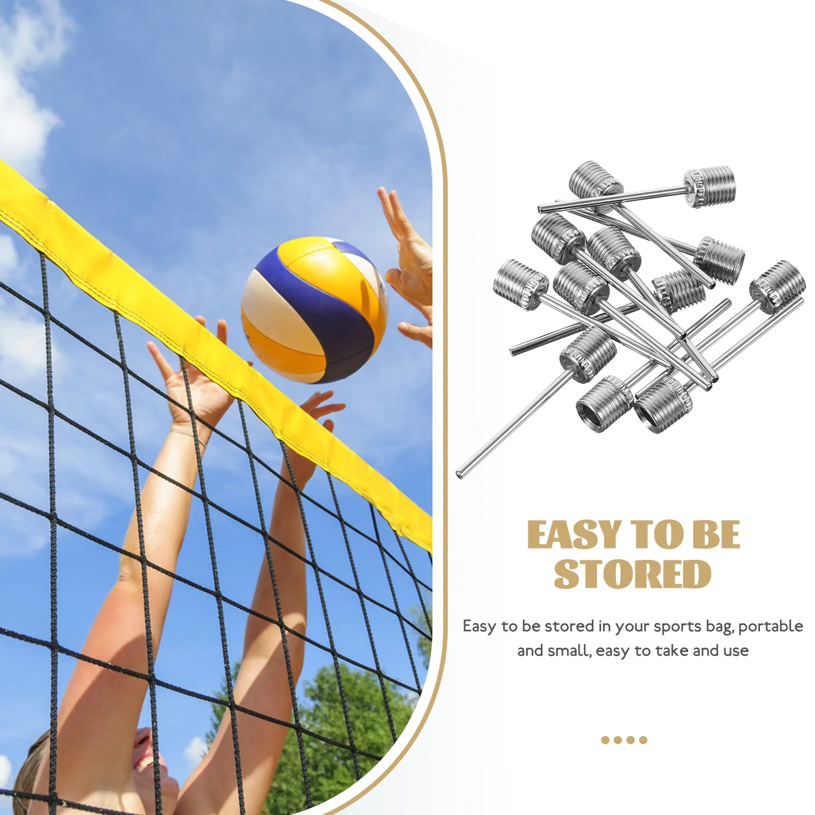 เข็มสูบลมอเนกประสงค์ 100 ชิ้น ทำจากสแตนเลส ใช้งานง่าย พกพาสะดวก ทนทาน