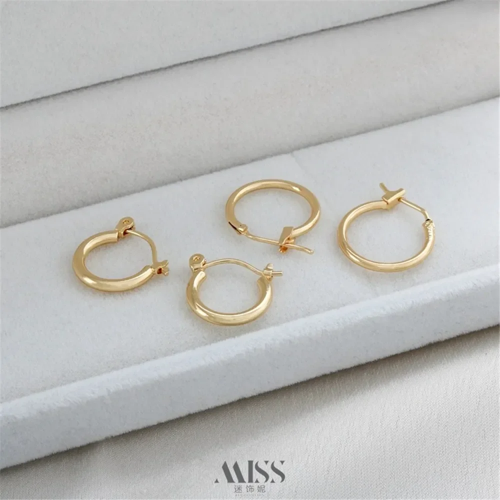 14K Gold European and American Style Earrings with Thick Circles, DIY Handmade Ear Hooks, Earrings, 18K Ear Accessories
