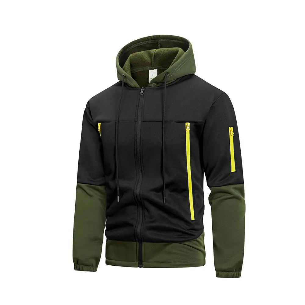 الخريف الصوف بطانة سترة للرجال الدافئة عادية جيوب متعددة ملابس رياضية زمم هوديس أبلى تسلق الجري الصالة الرياضية معاطف #3