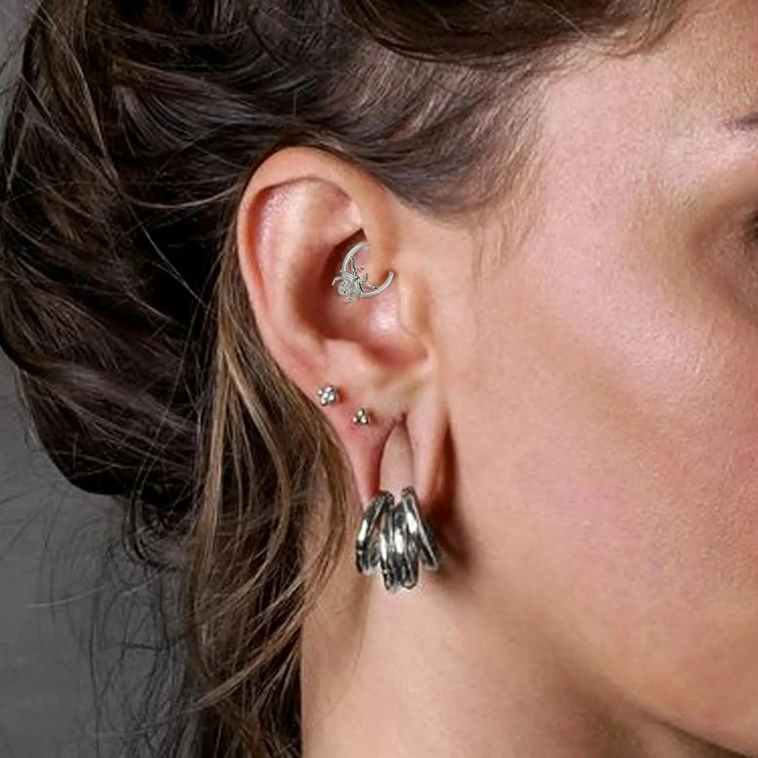 16G 8mm Spider Bat Spider Net Septum Rings Titanium Nose Rings Cartilage Clicker Hoop Earrings Piercing Rings for Women Men