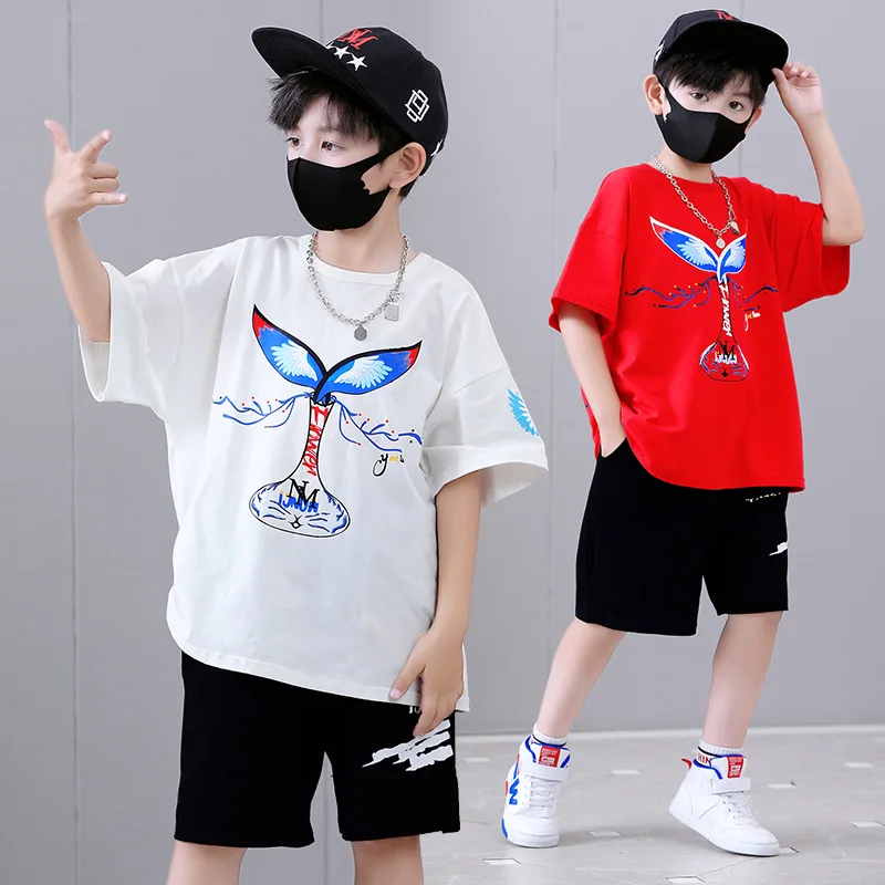 

Boys Summer Sports Suit New Children's Clothes Casual T-shirt+Shorts 2Pcs Boys Short Sleeve Sets School Kids Clothing Tracksuit