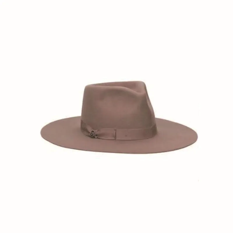 Teardrop-Shaped Felt Hat Solid Color Sheepskin Felt Hat Pure Wool Felt Hat with Ribbon Decoration