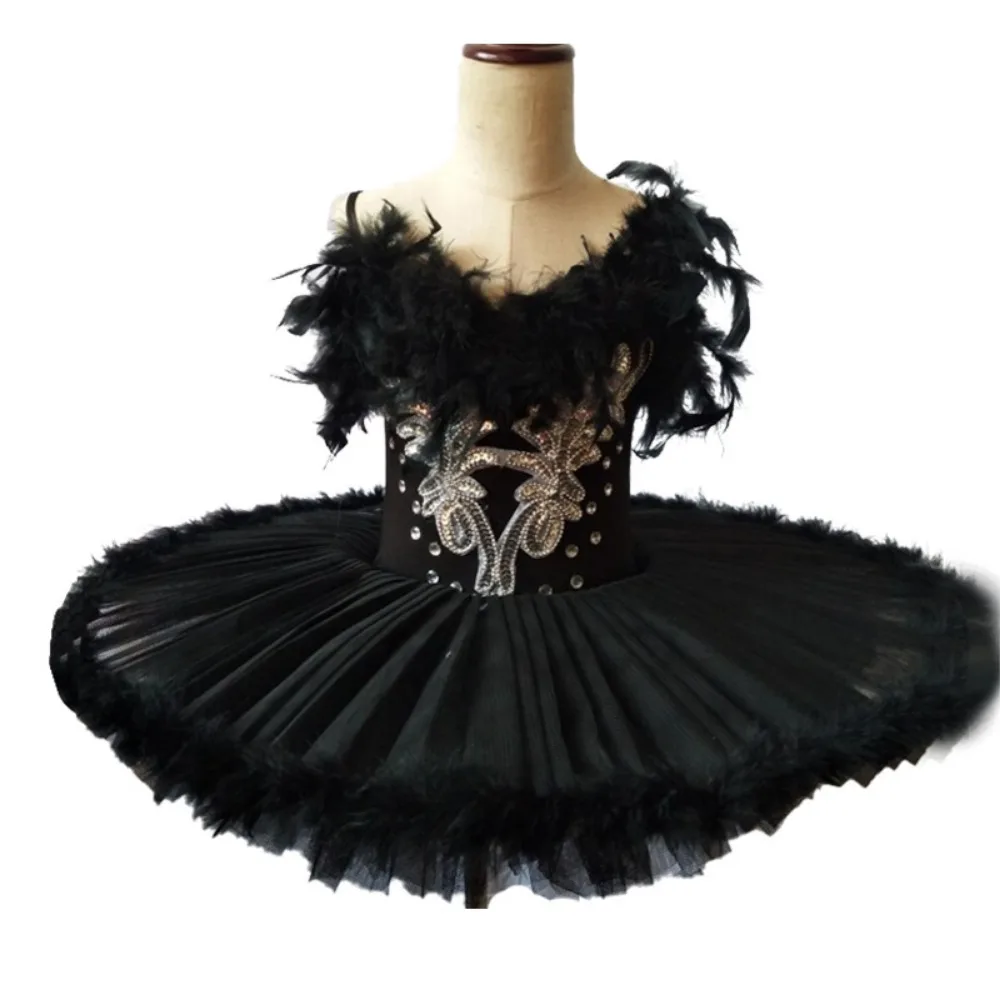 New 2024 Fashion Personalized Black Swan Ballet Dance Skirt Cute Girls Princess Skirt Performance Practice Clothes