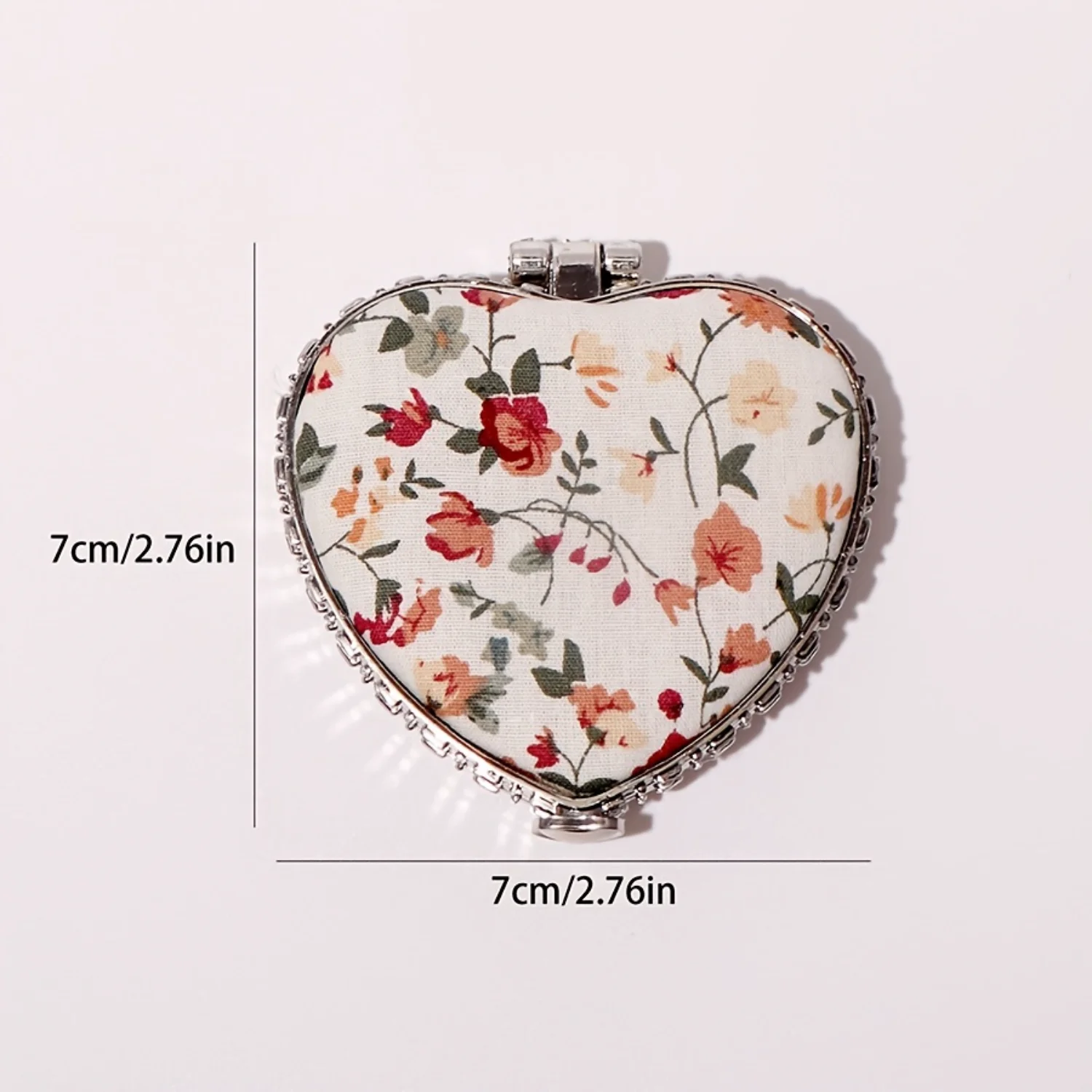 Herz-Design, faltbarer Spiegel, doppelseitig, kompakter Spiegel, Mini-Schminkspiegel aus Stoff, tragbar, für Reisen und Outdoor, Geschenk für Frauen –