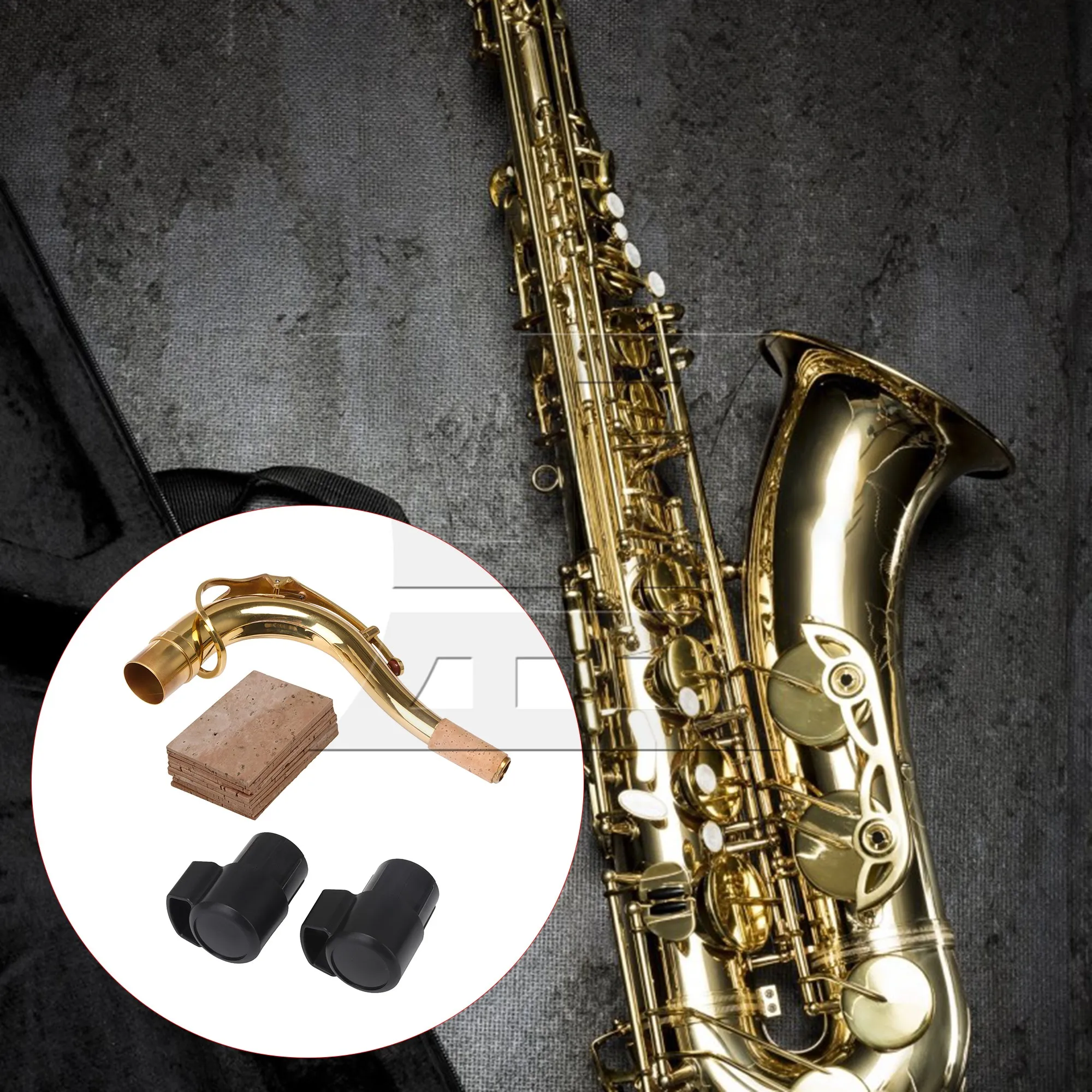 13 Pcs Brass Tenor Sax Elbow Bend Neck & Cork Sheets & End Plugs Kit