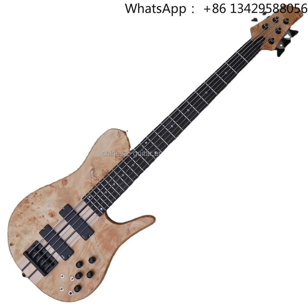 Flyoung 5 Strings Electric Bass Guitar Neck Through Body Bass Rosewood Fretboard Bass Guitar
