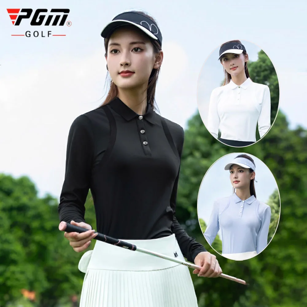 

PGM Women Golf Trainning T Shirts Team Clothing Long Sleeve Fake Two Pieces Polo Shirt Ladies Solid Leisure Sports Blouse