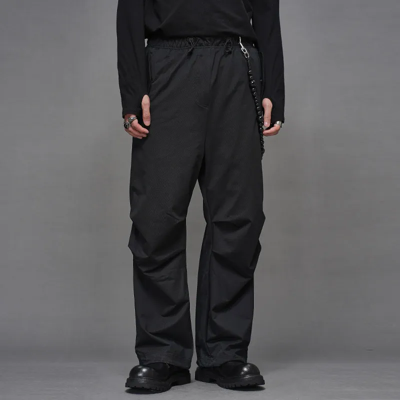 High Quality Japanese-Style Retro Brown Simple Black Straight Wide Leg Pants Men's Cut Landing Paratrooper Pants