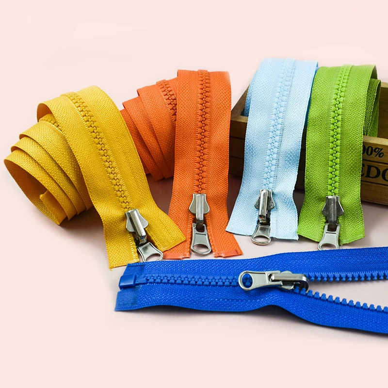 

2/5Pcs 70cm 5# Open-End Resin Zippers Double Sided Rotary Metal Slider Zip Jackets Replacement Ziper Sewing Zipper Puller Repair