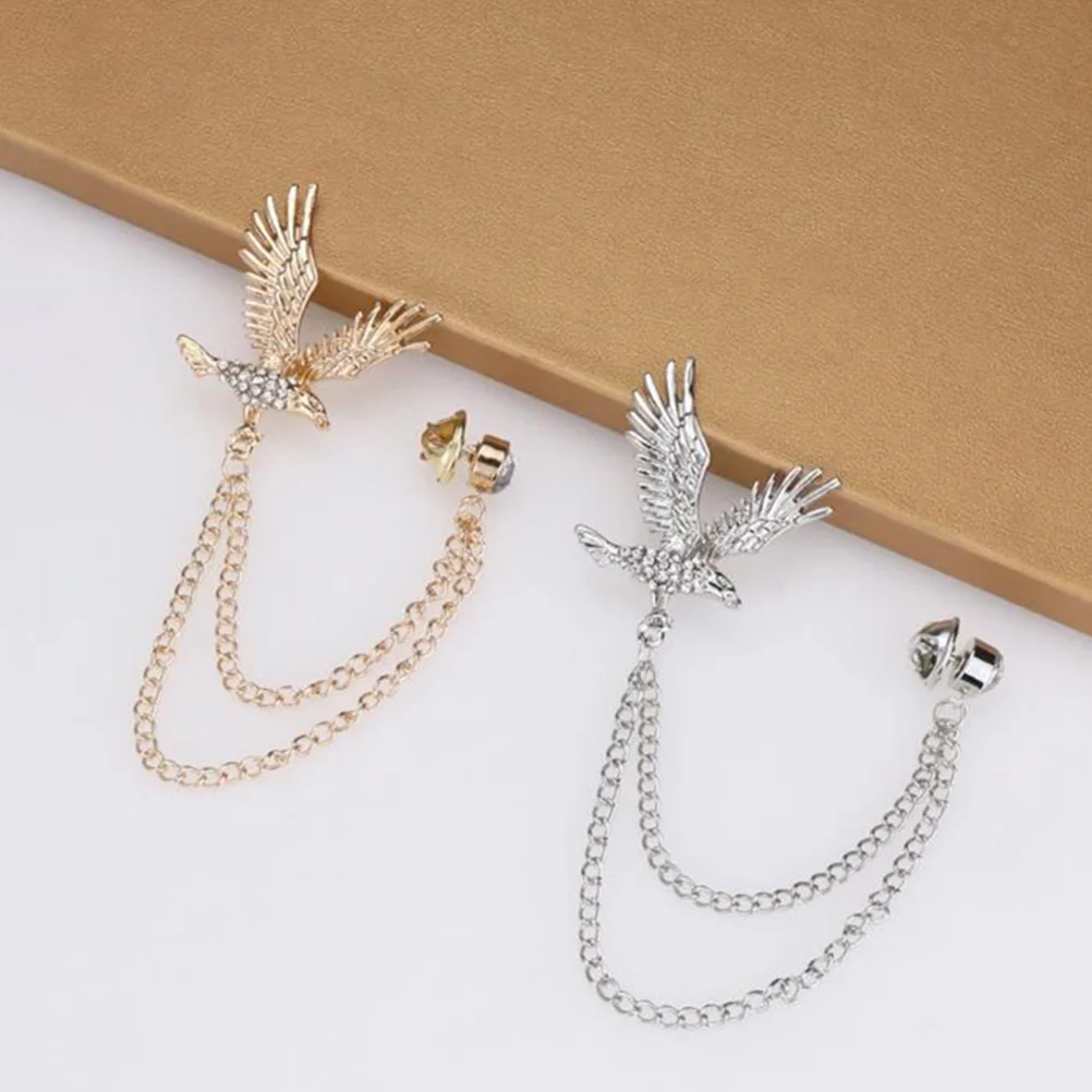 

2 шт., брошь из сплава, цепочка с кисточками, брошь для одежды, воротник рубашки, костюм, шарф, шаль с лацканами, аксессуар для одежды