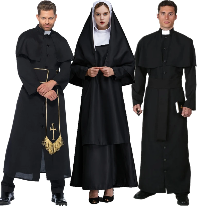 

Luxury Nun Priest Missionary Costume for Adults Men Women loween Easter Carnival Cosplay Par Festive Outfit Ladies Gown