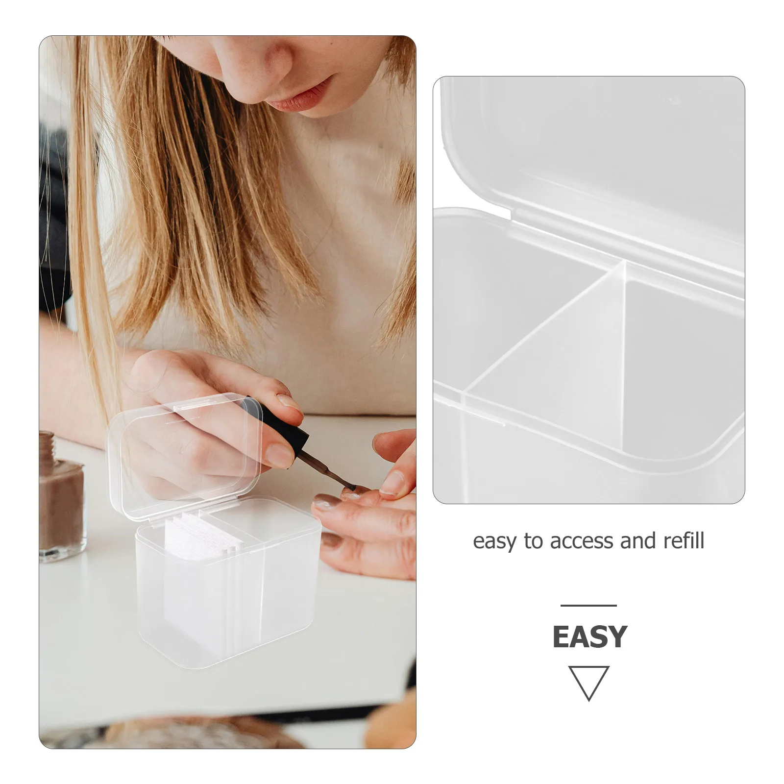 

Lidded Pad Box Clear Storage Container Cotton Swab Holder Organizer Vanity Bathroom Desktop Holder Dispenser Case