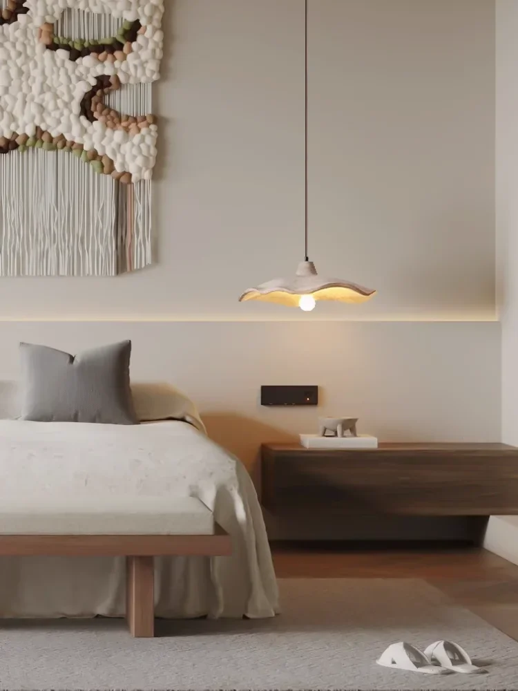 2025 Wabi-sabi نمط الاسمنت الأصفر الترافرتين شنقا خط مصابيح اليابانية مصمم الفن مطعم بار غرفة نوم علوي مصمم مصباح