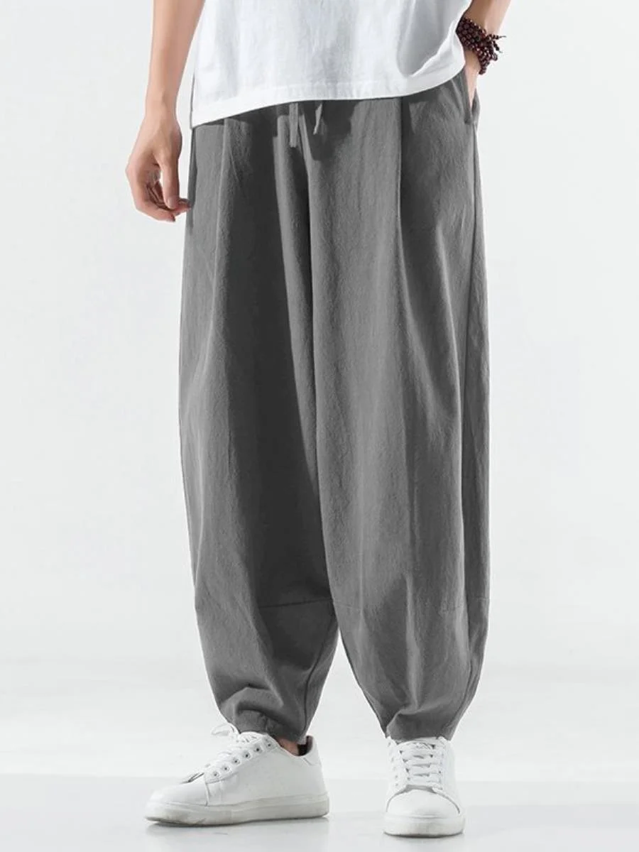 

Loose Men's Harem Pants Cotton Linen Retro Lantern Pants Spring Summer Long Trousers Comfortable Casual Loose Fit Men's Clothing