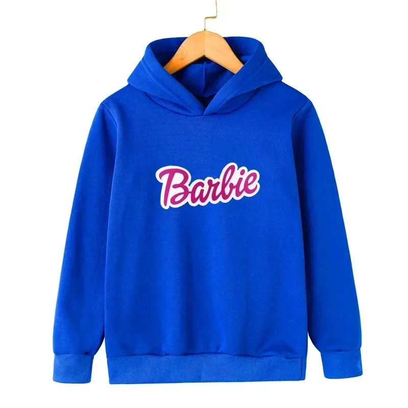 Spring Autumn New Love Barbie Cartoon Print Kid Fleece Hoodie Girls Long Sleeve Kawaii Sweatshirt Children Pullover Baby Clothes