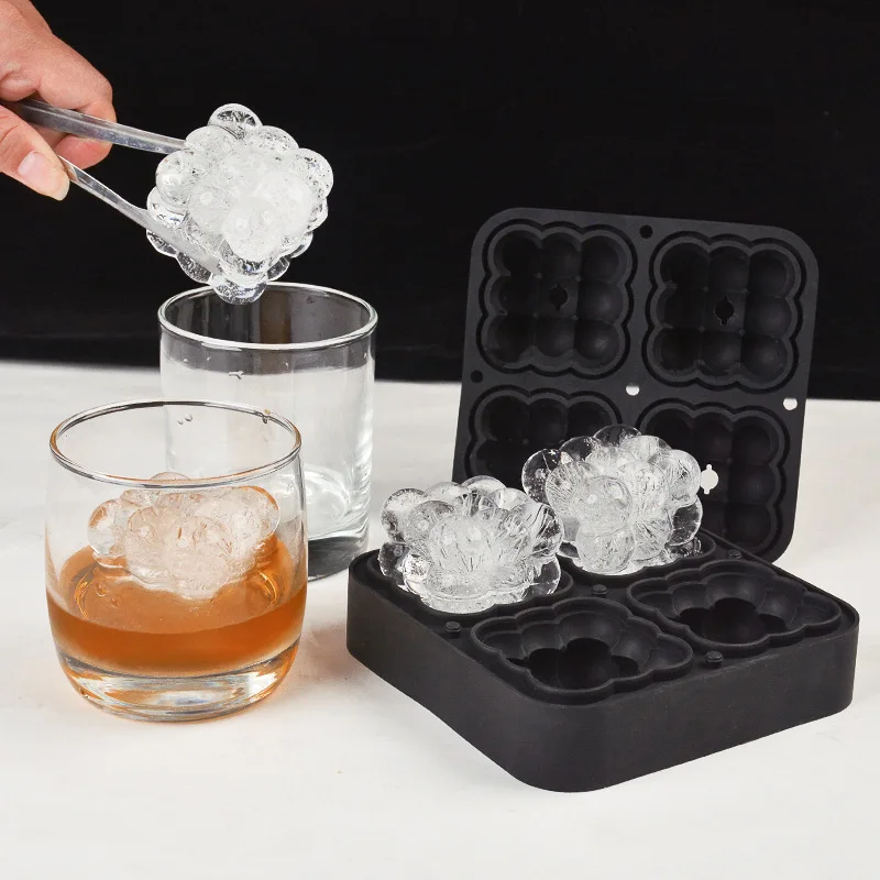 4 grid magic ball ice cube Whiskey ice hockey silicone mold home ice box artifact kitchen gadget accessories