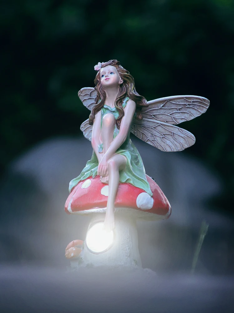 Imagem -04 - Flower Fairy Angel Girl Ornamentos Pátio ao ar Livre Solar Lights Figurinhas em Miniatura de Jardim Elf Balcony Layout Home Decor