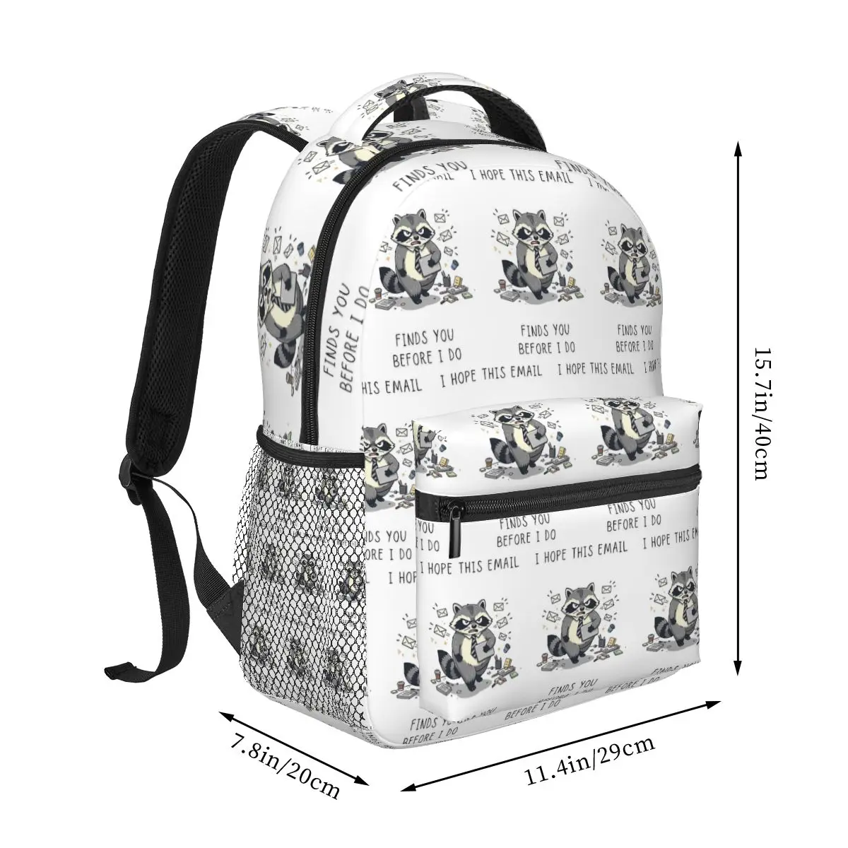 I Hope This Email Finds You Before I Do Raccoon Office Backpack Student Boys Girls BookBag School Bag Shoulder Bag for Men Women
