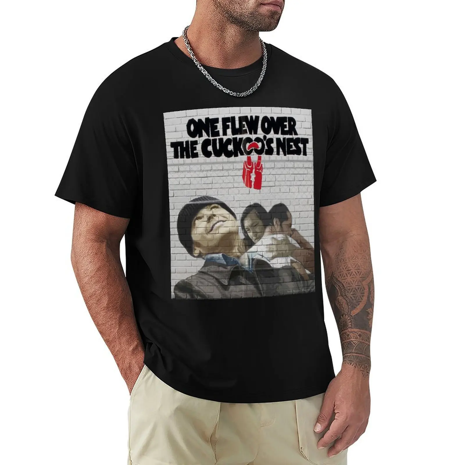 

One flew Over the Cuckoos nest- Wall effect art T-Shirt summer clothes vintage anime shirt mens plain t shirts