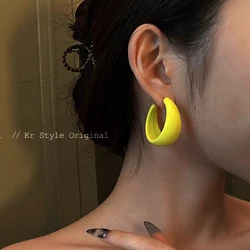 Vintage C Shaped Acrylic Big Hoop Earring Colorful Geometry Round Circle Neon Earring Women Summer Beach Large Statement Jewelry