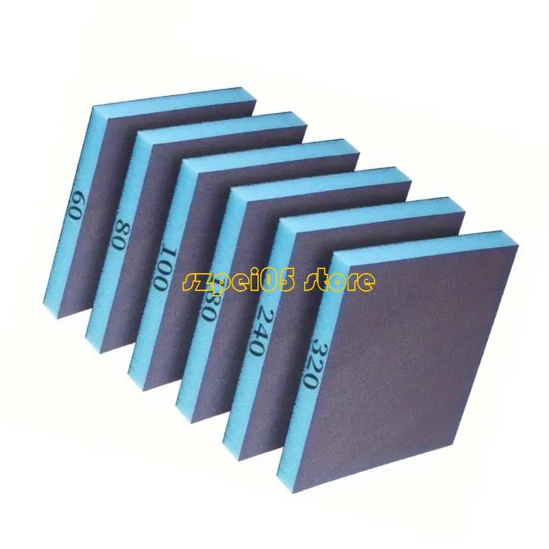 45BE 6Pcs 60-320 Grit Sanding Sponge Sanding Blocks Washable Reusable Wet Sandpaper