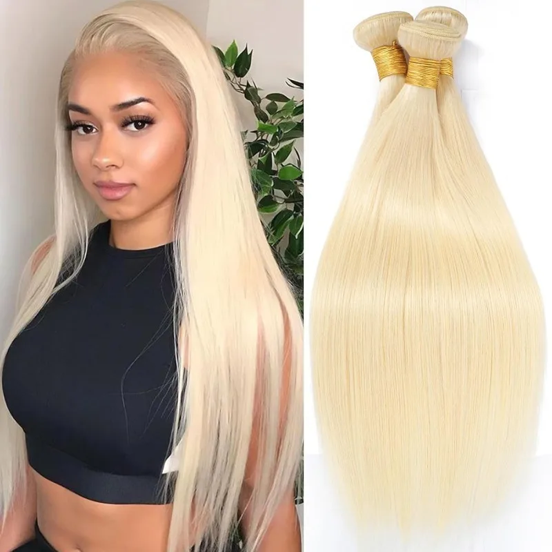 10A 613 Blondes, glattes Echthaar-Bündel, 100g/Stück, doppelt gewebte Haarverlängerungen, unbehandeltes brasilianisches Jungfrauenhaar – Detail 2