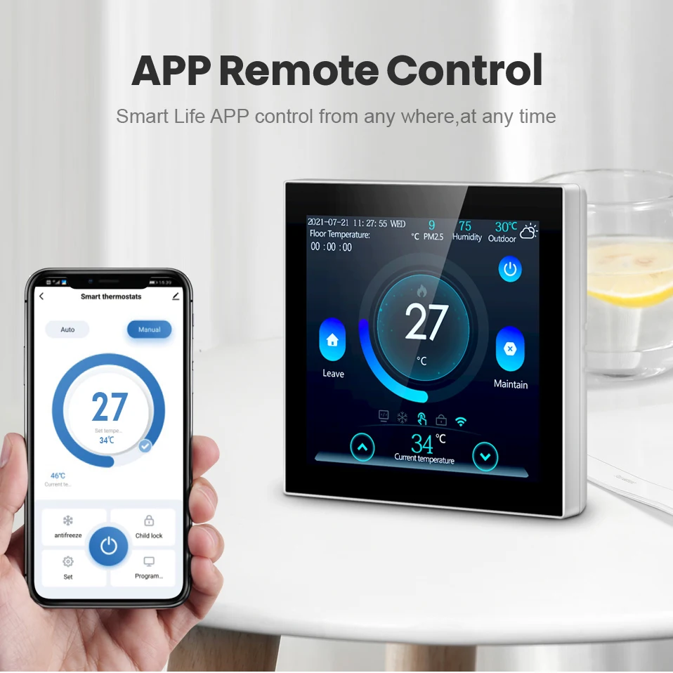 AVATTO Smart Floor Thermostat,Tuya WiFi Electric/Water Heating Temperature Controller,Smart Work With Alexa Google Home Alice