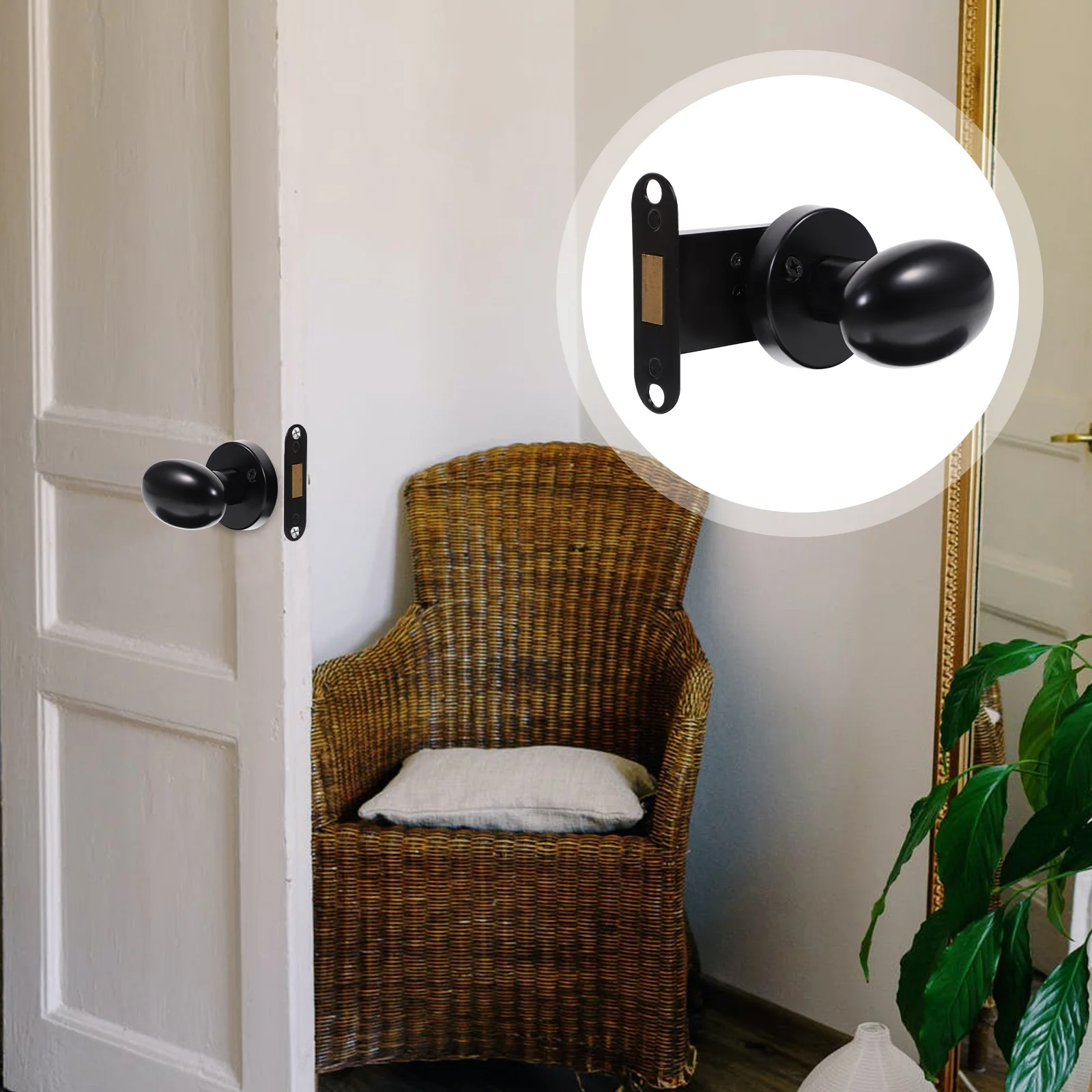 

Stainless Steel Invisible Door Lock Single Cylinder Commercial One Sided Deadbolt Black Turn Button Interior Smooth Polished