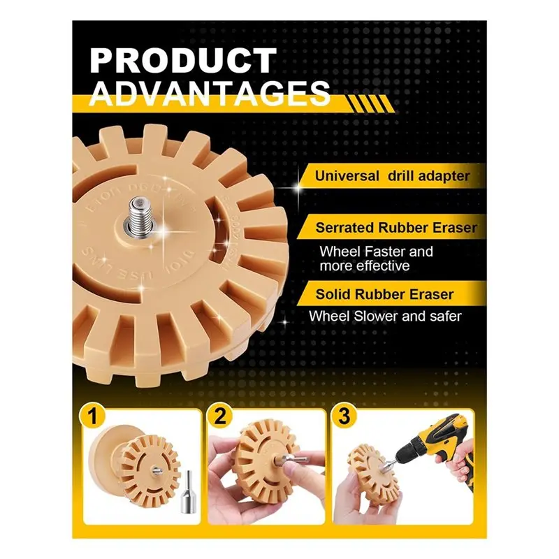 B62B-Automotive Decal Eraser Wheel Kit For Cars, RV Stickers Vinyl Removal Tool With Scraper
