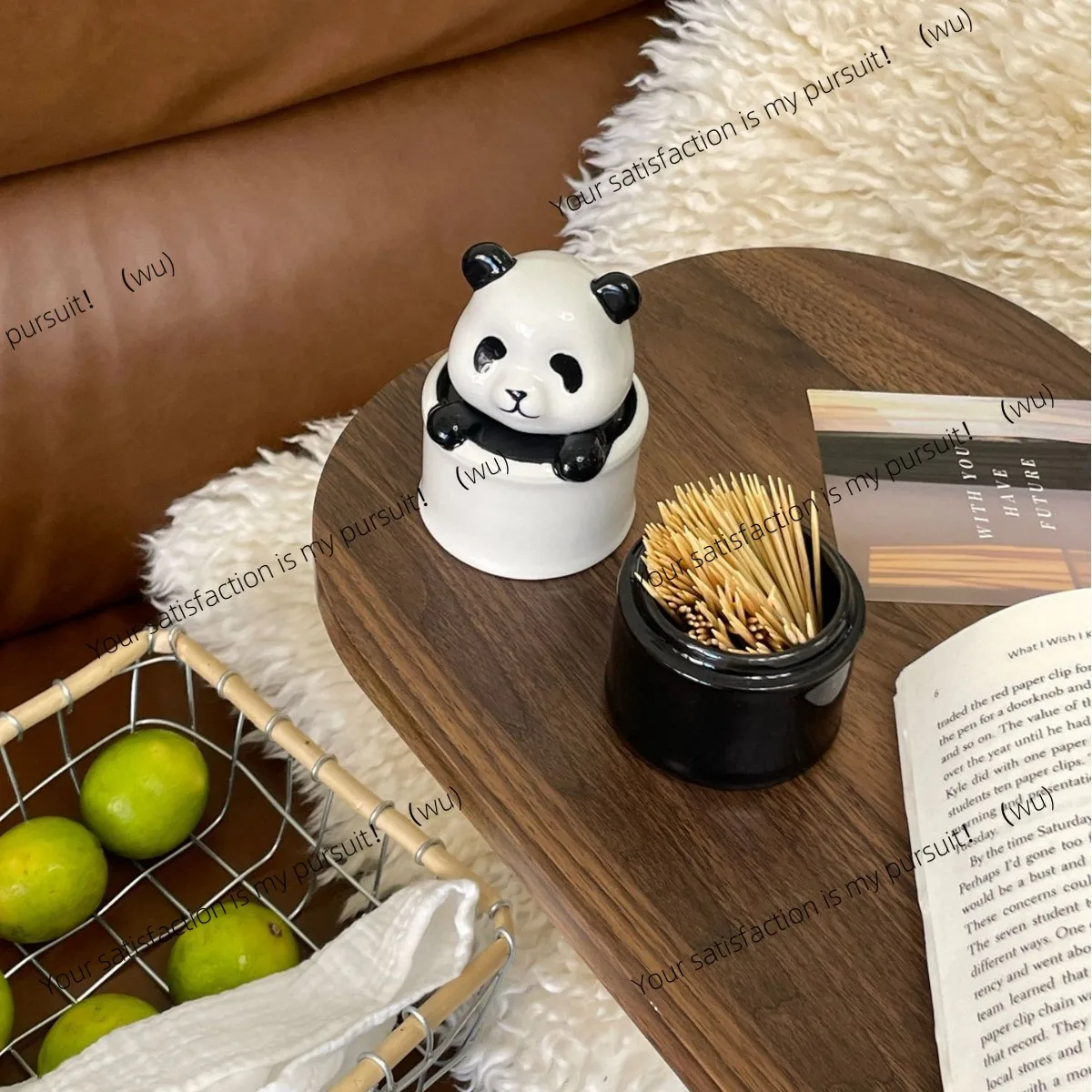 Small animal panda toothpick holder ceramic creative toothpick box commercial restaurant retro style Internet celebrity high-end