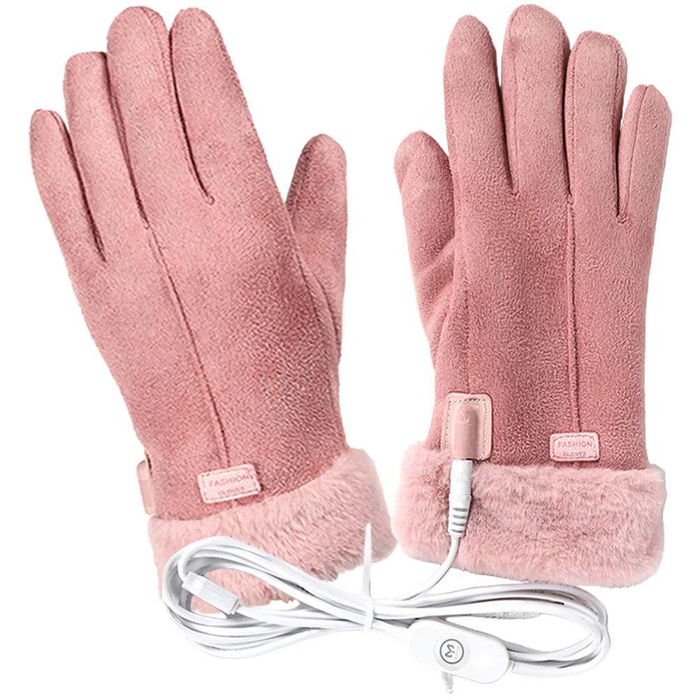 

Electrically Gloves Mittens Thermal Mitts for Riding Running Pink USB Heated Women's
