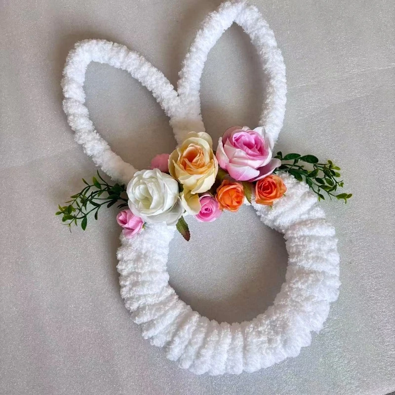 

Easter Bunny Wreath DIY Spring Floral Rabbit Garland With Greenery Front Door Hanging Home Decor For Kids Couples Cute Pastel