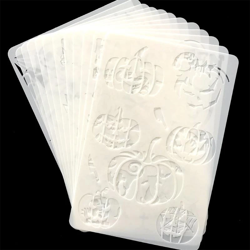 W89C 12Pcs Halloween Drawing Template Stencils Reusable Anti-break Painting Stencils