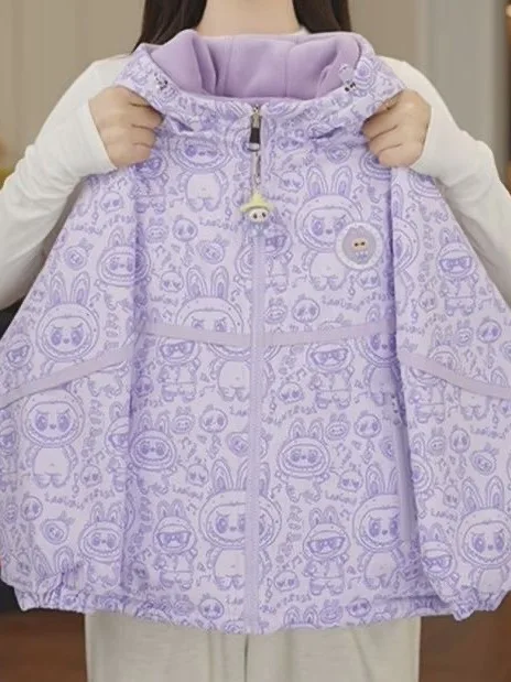 

Зимнее двустороннее пальто с капюшоном для девочек, модная теплая хлопковая куртка для маленьких девочек, уличная ветровка на молнии...