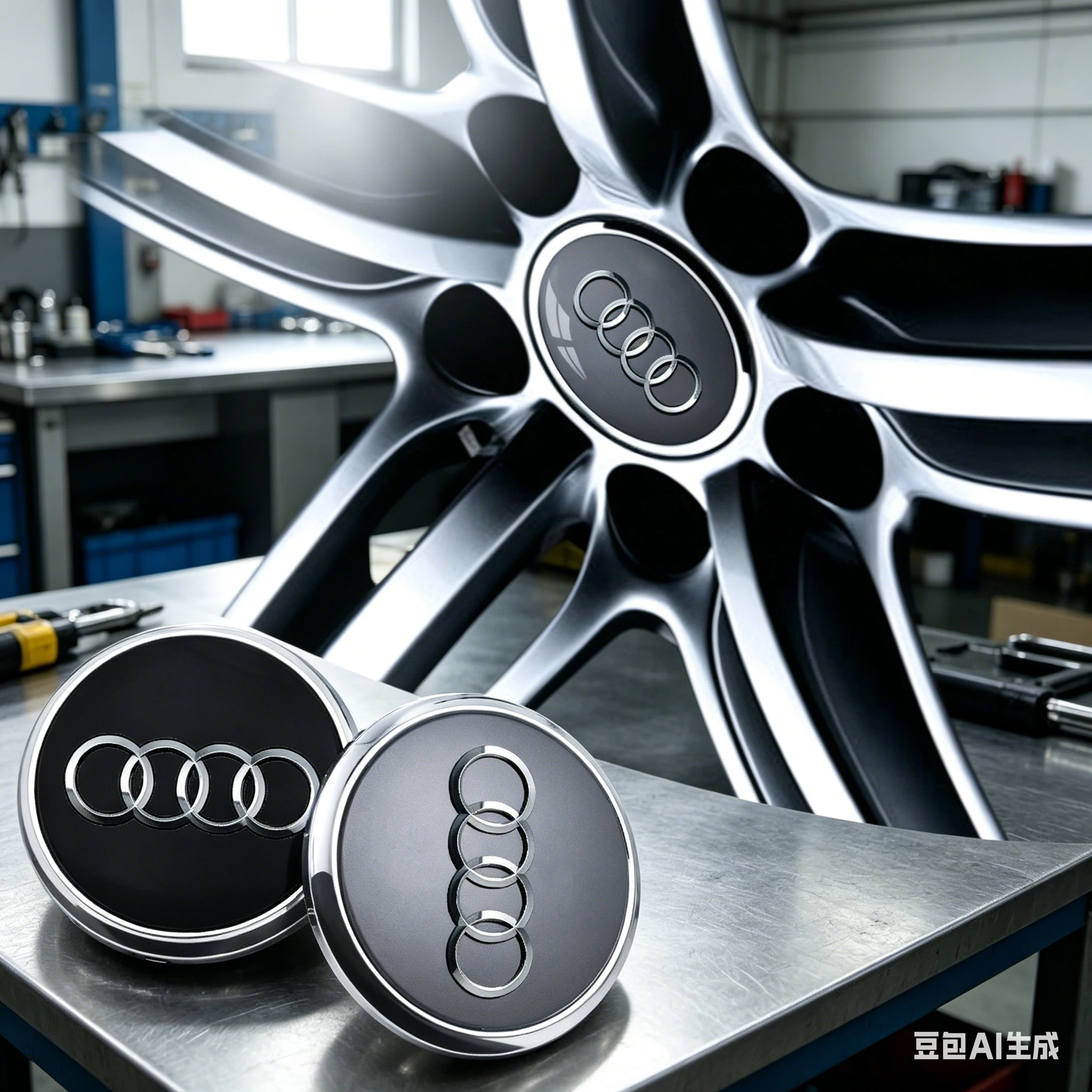 Set of 4 60-69mm Hub Center Caps with Emblem Badge for Audi A3 A4 A4L A5 A6L A7 Q3 Q5 Q7 TT S3 S4 S5 S6 S8 RS3 RS4 Auto Wheel