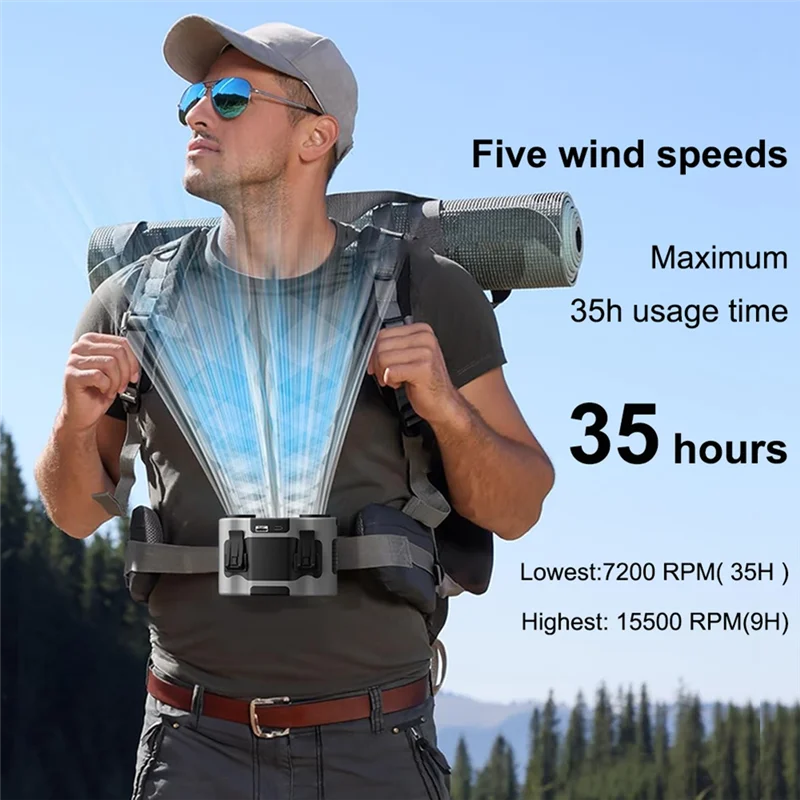 

Waist-Mounted Fan Long Battery Life Outdoor Camping Fan Large Construction Site Portable Waist-Mounted Fan Small Fan-AA85