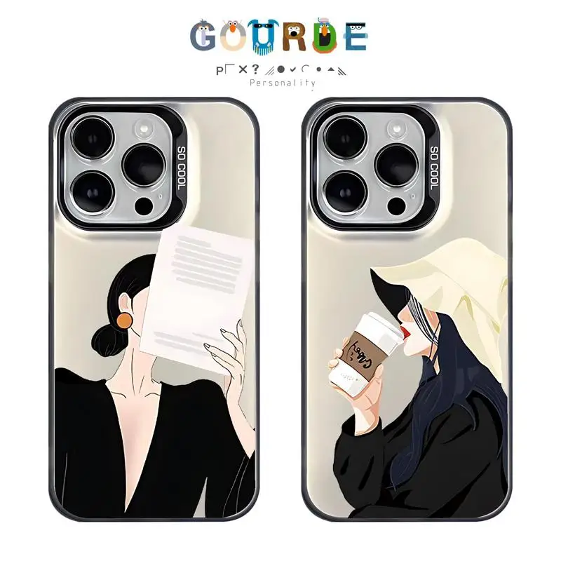 

Gourde Fashionable girl pattern Phone Case for Iphone 16 15 14 12 13 11 Pro Max IP 14Plus Iphon