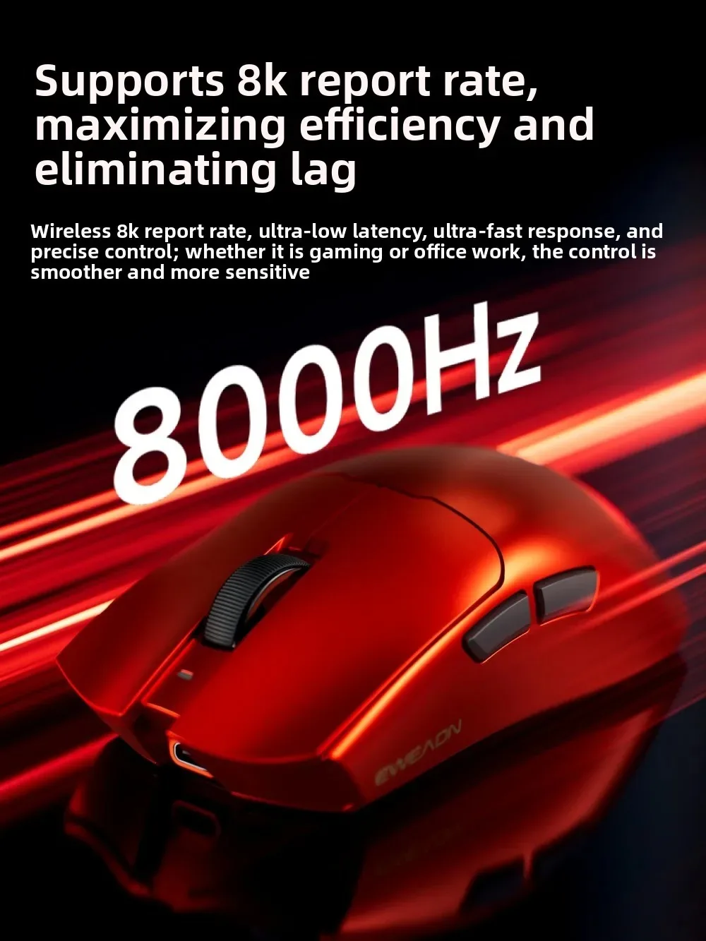 EWEADN S9 Wireless Gaming Mouse Tri-Mode Bluetooth 5.0 2.4G Wired Lightweight Ergonomic Mice for Big Hands Gamer Mouse