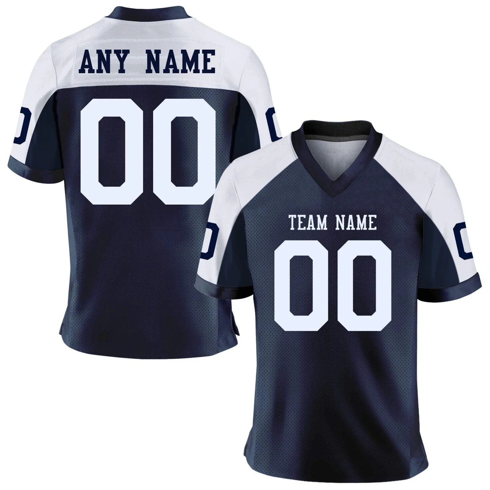 Football Jersey Custom Navy White Gray Jersey Personalized Printed Team Name Number Quick-Dry American Football Shirt