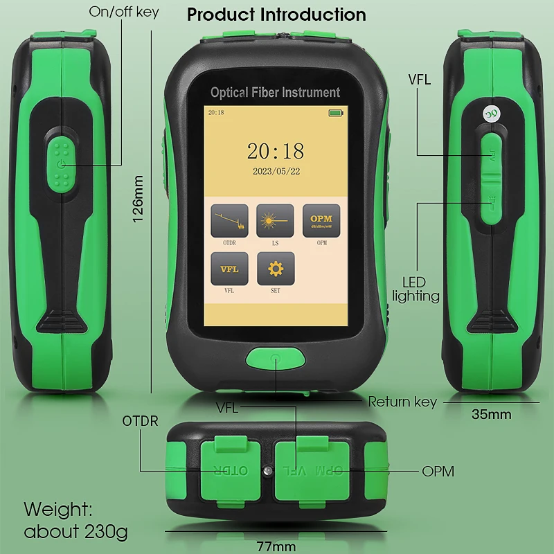 Imagem -06 - Comptyco Aua18u a Mini Tela Touchable Otdr Fibra Ativa Teste 80km Óptico Domínio de Tempo Reflectômetro Built-in Opm Vfl Ols Led